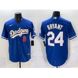 Men's Los Angeles Dodgers Front #8 Back #24 Kobe Bryant Blue Gold Cool Base Stitched Jersey