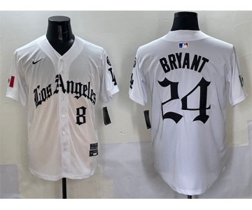 Men's Los Angeles Dodgers Front #8 Back #24 Kobe Bryant White Mexico 2025 LA Gothic Style With Fernando Patch Vapor Premier Limited Stitched Baseball Jerse