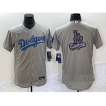 Men's Los Angeles Dodgers Gray Team Big Logo Flex Base Stitched Baseball Jersey 1