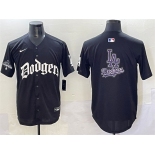 Men's Los Angeles Dodgers Team Big Logo Black 2025 LA Gothic Style With 2024 World Series Champions Patch Vapor Premier Limited Stitched Baseball Jersey