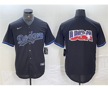 Men's Los Angeles Dodgers Team Big Logo Black Fashion Stitched Baseball Jerseys