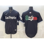 Mens Los Angeles Dodgers Team Big Logo Black 'Gothic Edition' Vapor Premier Limited Stitched Baseball Jersey