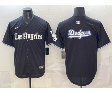 Men's Los Angeles Dodgers Team Big Logo Black 'Gothic Edition' Vapor Premier Limited Stitched Baseball Jersey