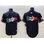 Men's Los Angeles Dodgers Team Big Logo Black Mexico Flag Limited Stitched Baseball Jersey