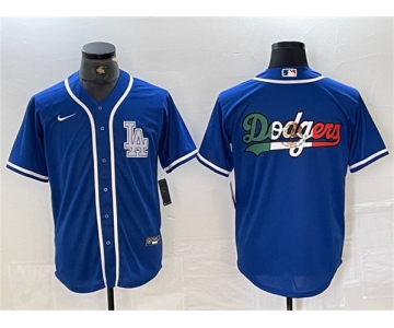 Men's Los Angeles Dodgers Team Big Logo Blue Cool Base Stitched Baseball Jerseys