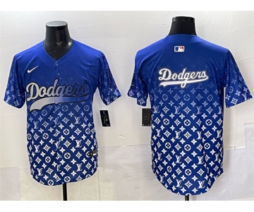 Men's Los Angeles Dodgers Team Big Logo Blue Limited Stitched Baseball Jersey