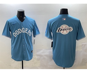 Men's Los Angeles Dodgers Team Big Logo Light Blue Limited Stitched Baseball Jersey