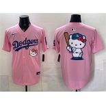 Men's Los Angeles Dodgers Team Big Logo Pink 2025 Hello Kitty Vapor Limited Stitched Baseball Jersey