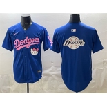 Men's Los Angeles Dodgers Team Big Logo Royal Hello Kitty Night Stitched Baseball Jersey