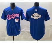 Men's Los Angeles Dodgers Team Big Logo Royal Hello Kitty Night Stitched Baseball Jersey Men's Los Angeles Dodgers Team Big Logo Royal Hello Kitty Night Stitched Baseball Jersey