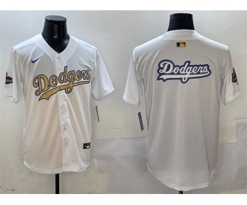 Men's Los Angeles Dodgers Team Big Logo White 2025 Gold Collection Limited Stitched Baseball Jersey