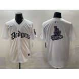 Men's Los Angeles Dodgers Team Big Logo White 2025 LA Gothic Style Vapor Premier Limited Stitched Baseball Jersey Men's Los Angeles Dodgers Team Big Logo White 2025 LA Gothic Style Vapor Premier Limited Stitched Baseball Jersey