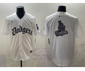 Men's Los Angeles Dodgers Team Big Logo White 2025 LA Gothic Style Vapor Premier Limited Stitched Baseball Jersey Men's Los Angeles Dodgers Team Big Logo White 2025 LA Gothic Style Vapor Premier Limited Stitched Baseball Jersey