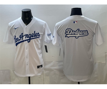 Men's Los Angeles Dodgers Team Big Logo White Alternate Stadium Stitched Baseball Jersey