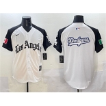 Men's Los Angeles Dodgers Team Big Logo White Black Mexico 2025 LA Gothic Style With Fernando Patch Vapor Premier Limited Stitched Baseball Jersey