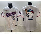 Men's Los Angeles Dodgers Team Big Logo White Hello Kitty Night 2025 World Series Champions Patch Stitched Baseball Jersey Men's Los Angeles Dodgers Team Big Logo White Hello Kitty Night 2025 World Series Champions Patch Stitched Baseball Jersey