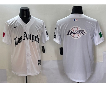Mens Los Angeles Dodgers Team Big Logo White Mexico 2025 LA Gothic Style With Fernando Patch Vapor Premier Limited Stitched Baseball Jersey