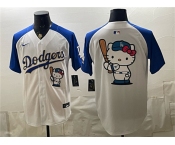 Men's Los Angeles Dodgers White Royal Gold Hello Kitty Vapor Limited Stitched Baseball Jersey