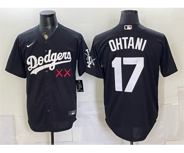 Men's Los Angeles Dodgers x KAWS #17 Shohei Ohtani Black Vapor Premier Limited Stitched Baseball Jersey