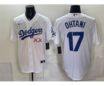 Men's Los Angeles Dodgers x KAWS #17 Shohei Ohtani White Vapor Premier Limited Stitched Baseball Jersey