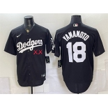 Men's Los Angeles Dodgers x KAWS #18 Yoshinobu Yamamoto Black Vapor Premier Limited Stitched Baseball Jersey
