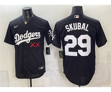 Men's Los Angeles Dodgers x KAWS #29 Tarik Skubal Black Vapor Premier Limited Stitched Baseball Jersey