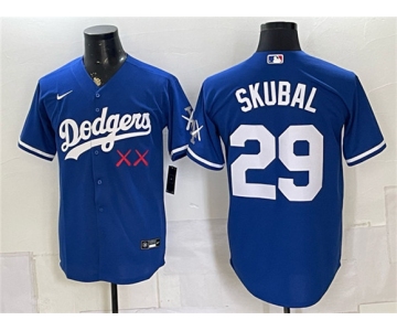 Men's Los Angeles Dodgers x KAWS #29 Tarik Skubal Royal Vapor Premier Limited Stitched Baseball Jersey