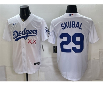Men's Los Angeles Dodgers x KAWS #29 Tarik Skubal White Vapor Premier Limited Stitched Baseball Jersey