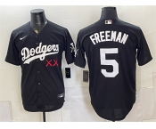 Men's Los Angeles Dodgers x KAWS #5 Freddie Freeman Black Vapor Premier Limited Stitched Baseball Jersey Men's Los Angeles Dodgers x KAWS #5 Freddie Freeman Black Vapor Premier Limited Stitched Baseball Jersey