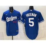 Men's Los Angeles Dodgers x KAWS #5 Freddie Freeman Royal Vapor Premier Limited Stitched Baseball Jersey