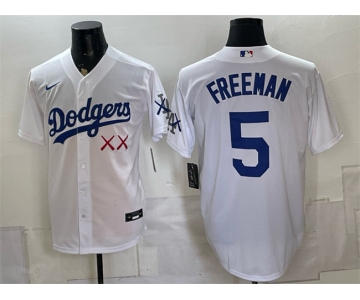 Men's Los Angeles Dodgers x KAWS #5 Freddie Freeman White Vapor Premier Limited Stitched Baseball Jersey