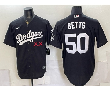 Men's Los Angeles Dodgers x KAWS #50 Mookie Betts Black Vapor Premier Limited Stitched Baseball Jersey