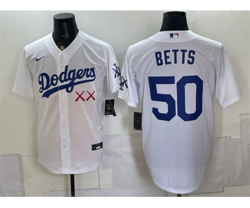 Men's Los Angeles Dodgers x KAWS #50 Mookie Betts White Vapor Premier Limited Stitched Baseball Jersey
