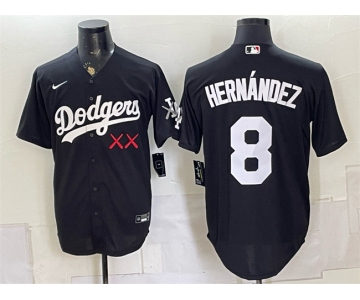 Men's Los Angeles Dodgers x KAWS #8 Enrique Hernández Black Vapor Premier Limited Stitched Baseball Jersey