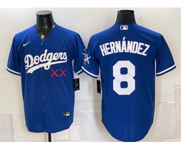 Men's Los Angeles Dodgers x KAWS #8 Enrique Hernández Royal Vapor Premier Limited Stitched Baseball Jersey