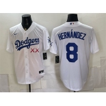 Men's Los Angeles Dodgers x KAWS #8 Enrique Hernández White Vapor Premier Limited Stitched Baseball Jersey