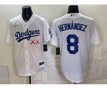 Men's Los Angeles Dodgers x KAWS #8 Enrique Hernández White Vapor Premier Limited Stitched Baseball Jersey