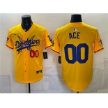Men's Los Angeles Dodgers x One Piece #00 Ace Yellow Vapor Premier Limited Stitched Baseball Jersey Men's Los Angeles Dodgers x One Piece #00 Ace Yellow Vapor Premier Limited Stitched Baseball Jersey