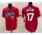 Men's Los Angeles Dodgers x One Piece #17 Shohei Ohtani Red Vapor Premier Limited Stitched Baseball Jersey Men's Los Angeles Dodgers x One Piece #17 Shohei Ohtani Red Vapor Premier Limited Stitched Baseball Jersey