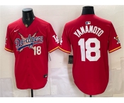 Men's Los Angeles Dodgers x One Piece #18 Yoshinobu Yamamoto Red Vapor Premier Limited Stitched Baseball Jersey Men's Los Angeles Dodgers x One Piece #18 Yoshinobu Yamamoto Red Vapor Premier Limited Stitched Baseball Jersey