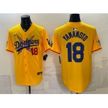 Men's Los Angeles Dodgers x One Piece #18 Yoshinobu Yamamoto Yellow Vapor Premier Limited Stitched Baseball Jersey Men's Los Angeles Dodgers x One Piece #18 Yoshinobu Yamamoto Yellow Vapor Premier Limited Stitched Baseball Jersey