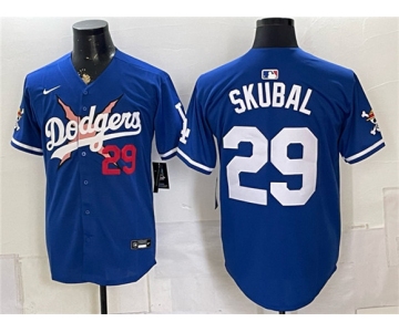 Men's Los Angeles Dodgers x One Piece #29 Tarik Skubal Royal Alternate Stadium Stitched Baseball Jersey