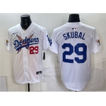 Men's Los Angeles Dodgers x One Piece #29 Tarik Skubal White Vapor Premier Limited Baseball Jersey