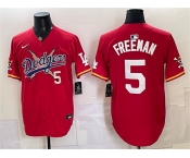 Men's Los Angeles Dodgers x One Piece #5 Freddie Freeman Red Vapor Premier Limited Stitched Baseball Jersey Men's Los Angeles Dodgers x One Piece #5 Freddie Freeman Red Vapor Premier Limited Stitched Baseball Jersey
