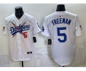 Men's Los Angeles Dodgers x One Piece #5 Freddie Freeman White Vapor Premier Limited Stitched Baseball Jersey Men's Los Angeles Dodgers x One Piece #5 Freddie Freeman White Vapor Premier Limited Stitched Baseball Jersey