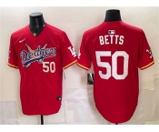 Men's Los Angeles Dodgers x One Piece #50 Mookie Betts Red Vapor Premier Limited Stitched Baseball Jersey Men's Los Angeles Dodgers x One Piece #50 Mookie Betts Red Vapor Premier Limited Stitched Baseball Jersey