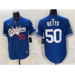Men's Los Angeles Dodgers x One Piece #50 Mookie Betts Royal Vapor Premier Limited Stitched Baseball Jersey