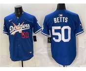 Men's Los Angeles Dodgers x One Piece #50 Mookie Betts Royal Vapor Premier Limited Stitched Baseball Jersey Men's Los Angeles Dodgers x One Piece #50 Mookie Betts Royal Vapor Premier Limited Stitched Baseball Jersey