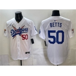 Men's Los Angeles Dodgers x One Piece #50 Mookie Betts White Vapor Premier Limited Stitched Baseball Jersey Men's Los Angeles Dodgers x One Piece #50 Mookie Betts White Vapor Premier Limited Stitched Baseball Jersey