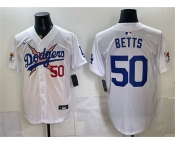 Men's Los Angeles Dodgers x One Piece #50 Mookie Betts White Vapor Premier Limited Stitched Baseball Jersey Men's Los Angeles Dodgers x One Piece #50 Mookie Betts White Vapor Premier Limited Stitched Baseball Jersey